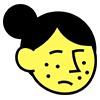 Icon of face with acne spots and a sad expression