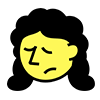 Icon of a yellow face with closed eyes and a distressed expression