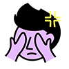 Icon of a distressed person hiding behind their hands