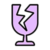 Icon of a broken purple glass with a crack through it