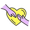 Icon of two hands gently holding a yellow heart