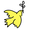 Yellow flying bird, which symbolizes hope and peace