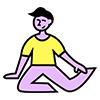 Icon of a person performing a seated stretch, which symbolizes physical wellness